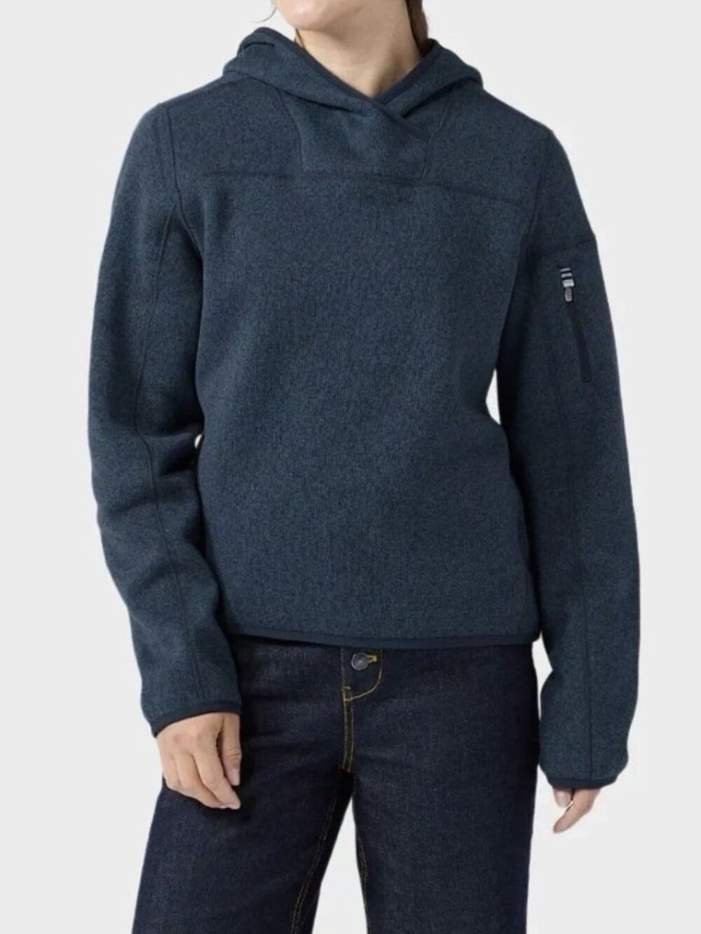Stio Sweetwater Fleece Hoodie Pullover Womens XL Heather Blue Zip Pocket Casual - Picture 2 of 10